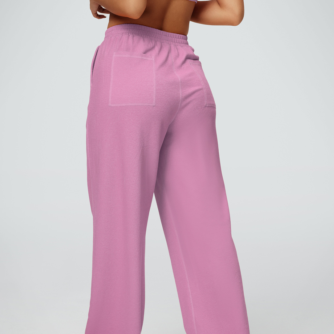 2-Piece Set: Cropped Crew Neck Sweatshirt + High-Waisted Wide-Leg Jogger Pants – Casual Fitness Outfit for Women